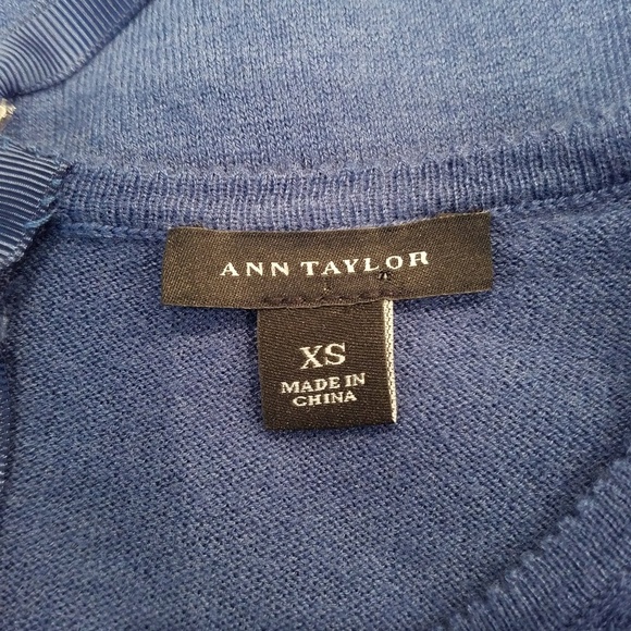 Ann Taylor Womens Sweater Top XS Blue Long Sleeve Wool Blend - Picture 4 of 6